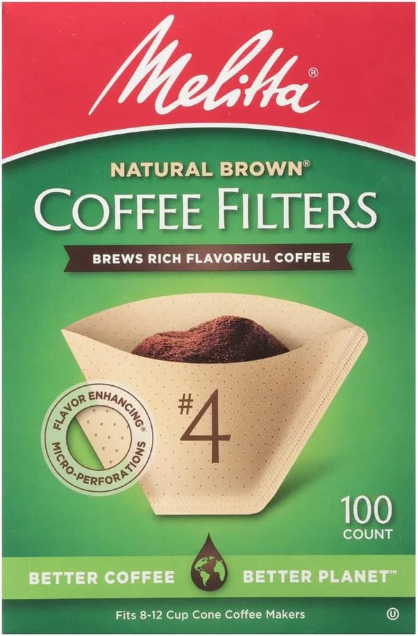 Melitta #4 Unbleached Coffee Filters, Premium, Natural Brown, Flavor Enhancing Coffee Filters for 8-12 Cup Coffee Makers, Kosher Certified, Compostable, 100 Count (Pack of 3)11