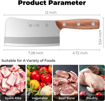 Heavy Duty Butcher Knife Made of High Carbon Stainless Steel, Professional Chinese Cleaver Knife for Cutting Bones, Ultra Sharp Bone Chopper2