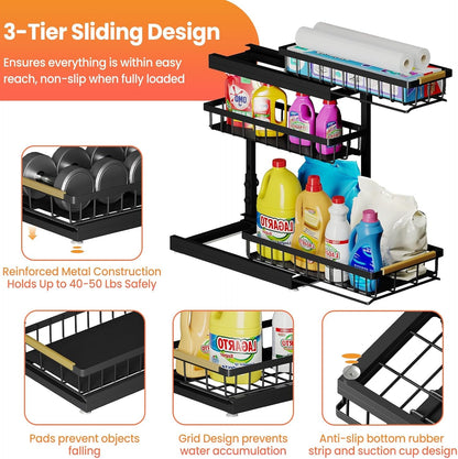 Under Sink Organizer and Storage for Bathroom and Kitchen - 2 Pack 3 Tier5
