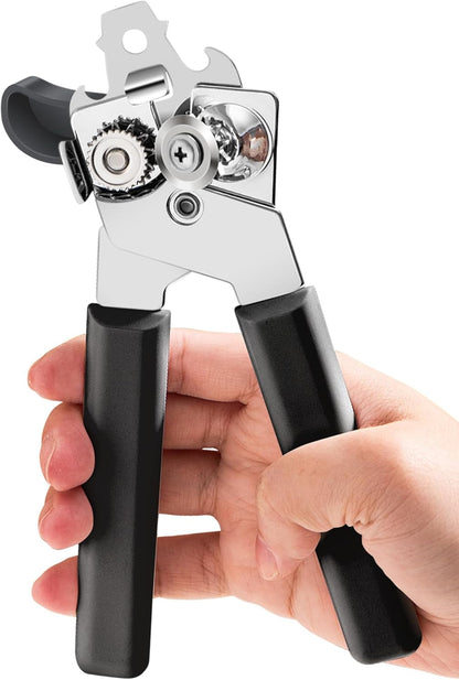 Can Opener Manual,  Can Openers Hand Held with Comfort Anti-Slip Handles, Heavy Duty Stainless Steel Can Opener Smooth Edge and Bottle Openers, Easy Turn Can Openers for Seniors, Kitchen, Black1