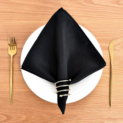 Set of 4 Black Cloth Napkins 17 X 17 Inches Solid Washable Polyester Dinner Napkins with Hemmed Edges for Dinners Parties Weddings Banquets Events Table Decoration2