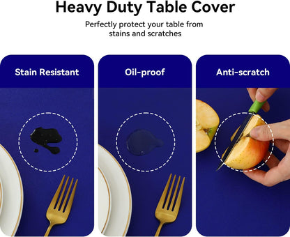 100% Waterproof PVC Tablecloth, Rectangle Oil Spill Proof Stain Resistant Vinyl Table Cloth, Wipe Clean Plastic Table Covers for Kitchen/Dining/Parties - 60 X 120 Inch, Royal Blue4