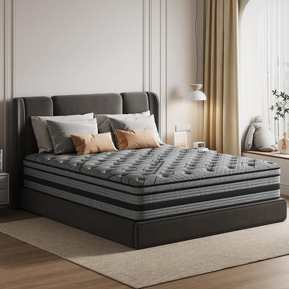 Queen Mattress,14 Inch Queen Size Mattress in a Box,Hybrid Memory Foam1