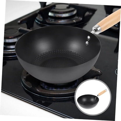 Iron Wok Japanese Frying Pan for Gas Stove round Bottom Wok Pan Small Cookware for Stir Fry Eggs Potatoes Meat and Home Kitchen Use 14.56 X 7.87 X 3.54 In6