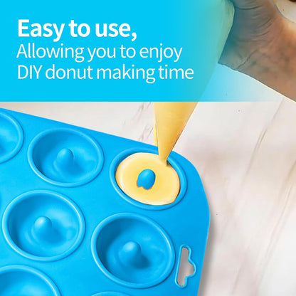 12 Hole Silicone Donut Pan Non-Stick - Bite Size Donut Pans for Baking | Heat Resistant Mini Donut Mold for Baking Donuts, Muffin, Cake Biscuit Bagels, Non-Stick Bottom, Dishwasher Safe2