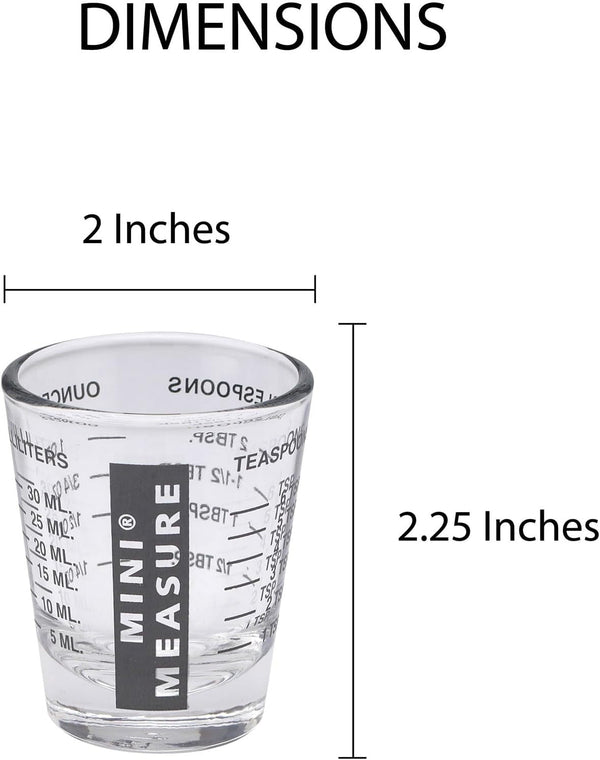 Mini Measure Heavy Glass, 20-Incremental Measurements Multi-Purpose Liquid and Dry Measuring Shot Glass, Black2