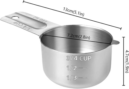 2 PCS Stainless Steel Metal Measuring Cups, 3/4 Cup2