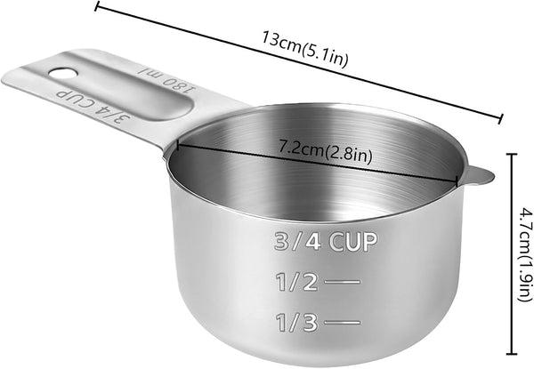 2 PCS Stainless Steel Metal Measuring Cups, 3/4 Cup2