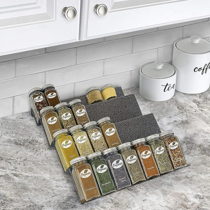 ® Spice Drawer Organizer - Heavy Gauge Steel 4 Tier Rack - Drawer Insert Tray for Jars, Herbs and Seasoning - Kitchen Cabinet Storage - Silver Metallic, Large2