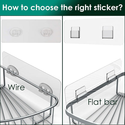 Shower Caddy Adhesive Replacement Stickers Sticker Shelf Basket Strips Suction Hooks Large Strong Hook (Transparent - 12 Packs - 1 Wire Hook)9