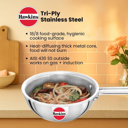 1.5 Cup Tadka Pan, 360 Ml Triply Stainless Steel Pan, Induction Pan, Silver (STP15)2