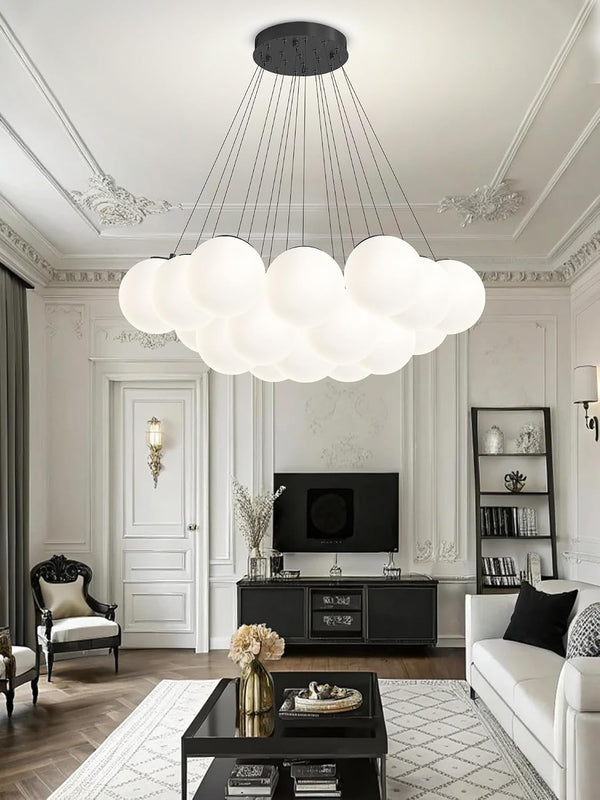 Modern Bubble Chandelier 19-Light White Glass Chandeliers Black6