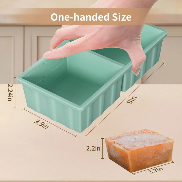 Silicone Freezer Tray for Soup Ice Cubes: 2-Cup Freezing Tray with Lid for Meal Prep - 2Pack Silicon Soup Portion Freeze Trays Make Stock Souped Ice Cube3