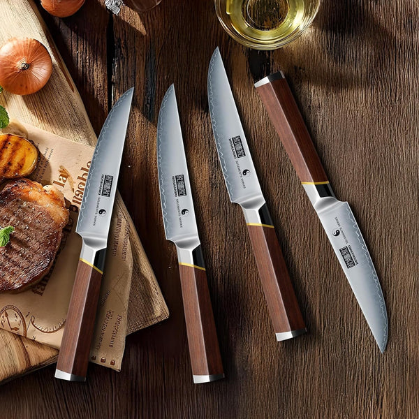 8 Pieces Knife Set with Magnetic Block and Steak Knives Set of 6, Ultra-Sharp High-Carbon Steel Kitchen Knife, Professional Knife Block Set and Steak Knife with Ergonomic Handle & Gift Box5