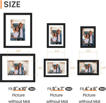 Picture Frames Set of 19, Including 8X10, 5X7, 4X6 Black Frame2
