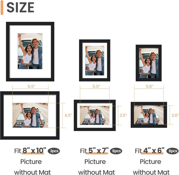 Picture Frames Set of 19, Including 8X10, 5X7, 4X6 Black Frame2