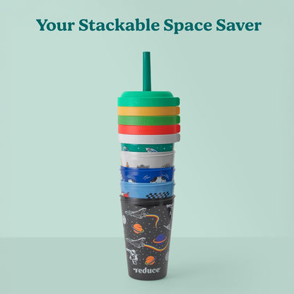 Gogo'S Kids 5-Pack 12Oz Tumbler Cups with Lids & Spill-Proof Straws6
