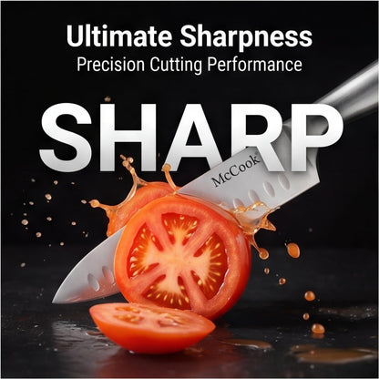 Knife Set Sharp Kitchen Knife Block Set W Built-In Sharpener | German Forged Stainless Steel,15 Pc,Razor Sharp,Anti-Rust,Restaurant Grade,Ergonomic Handle,Full Tang,Gift Box5