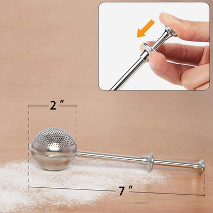 Flour Duster, 304 Stainless Steel Flour Sifter for Baking | Spring-Press Handle, Dishwasher Safe, for Flour, Powdered Sugar, Fine Spices, Pick up and Dust Flour Sifter, Gift Package7