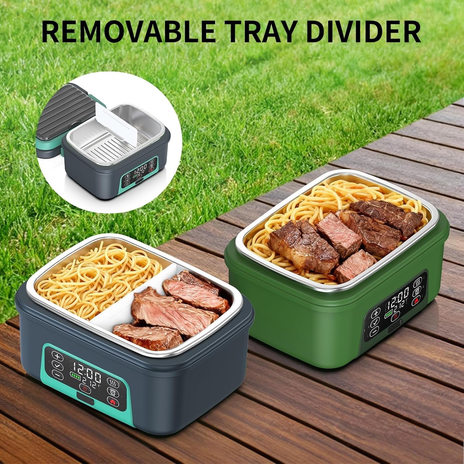 cordless-electric-heated-lunch-box-1-5l-6-3-cups-100w-rechargeable-smart-self-heating-food-warmer-with-removable-divider-spoon-fork-bpa-free-portable-lunchbox-for-car-travel-office-lake-green