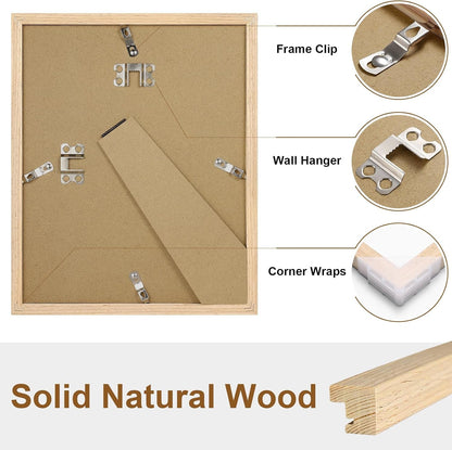 Solid Wood 8X10 Picture Frame with Mat, Natural, 4 Pack9