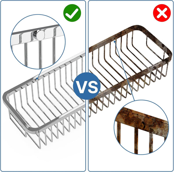 Wire Basket Wall Mount,Corner Shower Caddy 304 Stainless Steel,Bathroom Shower Organizer Soap Caddy,Polished Finish-Long Basket4