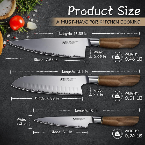 Knife Set, 3Pcs Kitchen Knives Set - Santoku Knife2