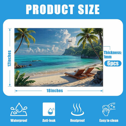 Beach Hawaii Palm Placemats Set of 6, Washable Linen Place Mat Heat Resistant Non Slip Kitchen Dining Table Mats 12X18 Inch2