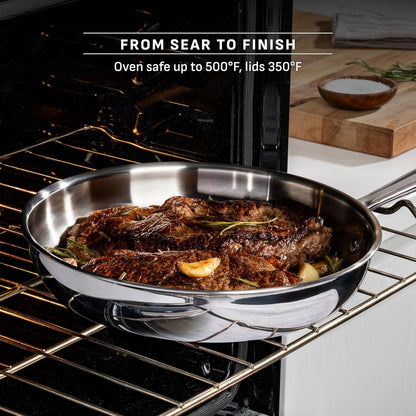 Pro Tri-Ply Stainless Steel 10-Piece Induction Cookware Set | Nsf-Certified, Oven Safe to 500°F, Glass Lids to 350°F, Measuring Marks Inside, All Cooktops Including Induction8