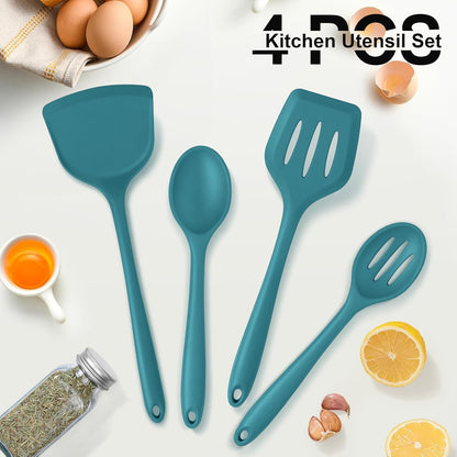 Blue Kitchen Utensil Set, 4 Pieces Silicone Cooking Utensils6