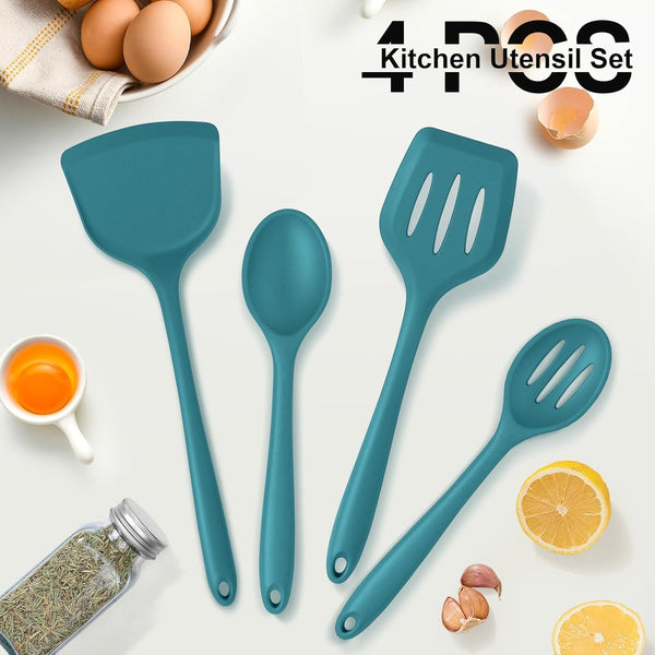 Blue Kitchen Utensil Set, 4 Pieces Silicone Cooking Utensils6