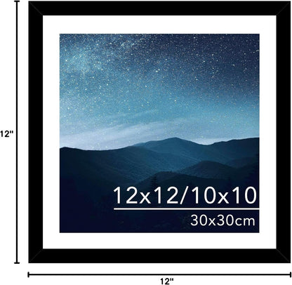 12X12 Picture Frame with Mat for 30 X 30Cm Diamond Art Painting, Display Photo 10X10 or 12 X 12 without Mat, Wall Hanging Large Frame with Plexiglass, Black9