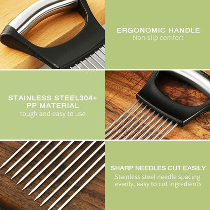 Onion Holder for Slicing, 2025 New Stainless Steel Onion Slice Holder Lemon Slicer Vegetable Cutter, Kitchen Gadgets Chopper Slicing Assistant Tool for Meat, Onion, Tomato, Potato (1 Pcs)6