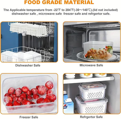 3Pcs 4 in 1 Fruit Storage Containers for Fridge with Removable Colanders6