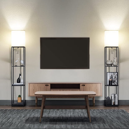 Floor Lamp with Shelves, Standing Lamps for Living Room, Black | 3 CCT LED Bulb Include, 4-Tier Display Bookshelf, 63" Tall Corner Shelf Lamp, Modern Style for Bedroom, Office, Home Decor10