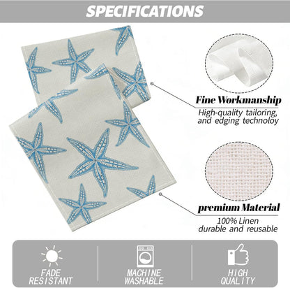 Blue Starfish Table Runner, Nautical Beach Table Runner Decor2