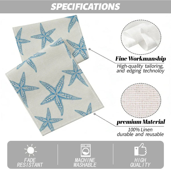 Blue Starfish Table Runner, Nautical Beach Table Runner Decor2