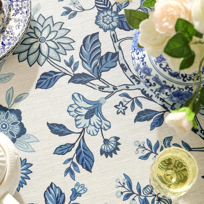 Designer Linen Tablecloth Rectangular,87"X55"-Suqing A5