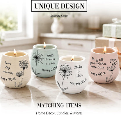 '- 8 Oz Candle Holder - Green Ceramic Candle Jar with 100% Soy Wax Candle Serenity Scent "Smile and Make a Wish, Happy 50Th" Ideal Gift for Loved Ones - Printed Text, Love Theme4