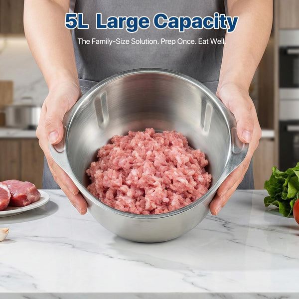 20 Cups Large Capacity Food Processor,5 Speed Electric Meat Grinder Vegetable Chopper,500W Powerful Motor 6 Bi-Level Blade Meat Mincer for Vegetable, Nuts, Onion, Garlic with 304 Stainless Steel Bowl5