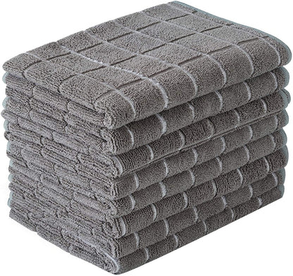 Microfiber Dish Towels - Soft, Super Absorbent and Lint Free Kitchen Towels - 8 Pack (Lattice Designed Gray Colors) - 26 X 18 Inch1