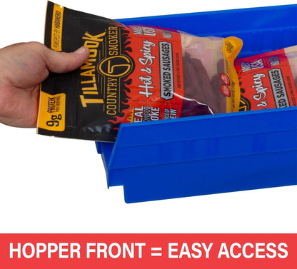 30150 Heavy Duty Plastic Shelf Bins, 12"X 8"X 4", Blue, 12-Pack4