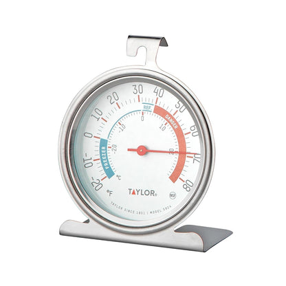 5924 Large Dial Kitchen Refrigerator and Freezer Analog Thermometer, 3-Inch Dial, Easy to Read, Silver Finish, Accurate Temperature Monitoring5