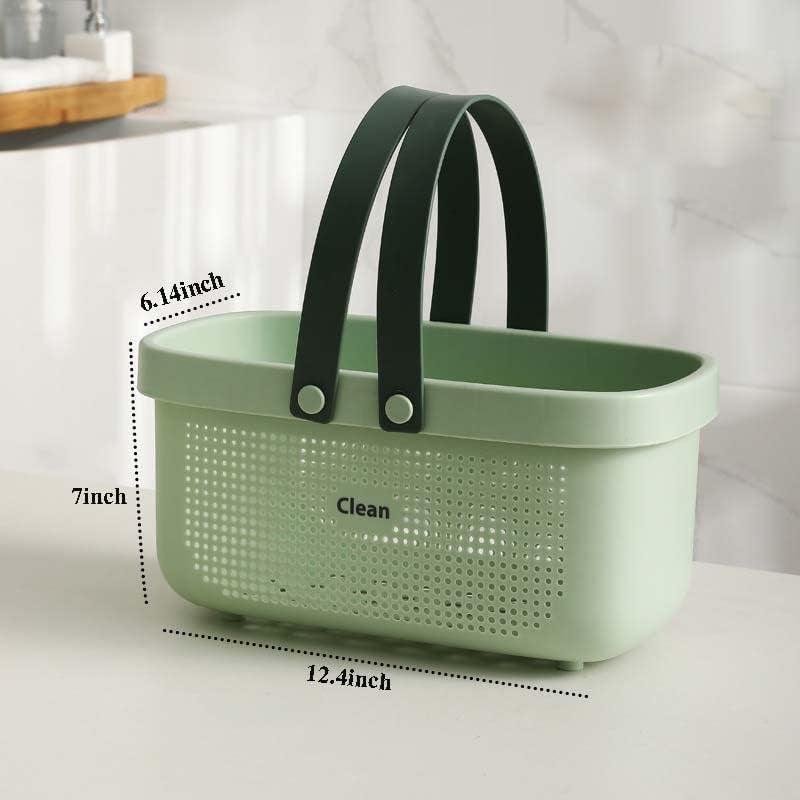medium-bathroom-caddy-portable-shower-caddy-green-plastic-bathroom-organizer-basket-waterproof-shower-storage-dries-quickly-with-drainage-holes-12-4-6-14-7inch-light-green