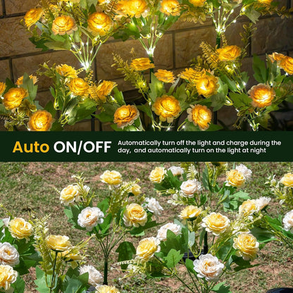 6 Pack Solar Garden Lights Outdoor, 42" Tall 42 Leds Hibiscus Solar Flower Lights, IP65 Waterproof Decorative Landscape Lighting for Pathway Patio Yard Walkway Decor (Warm White)6