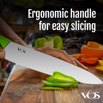 Ceramic Chef Knife 8 Inch with Protective Cover – Zirconia Ceramic Blade for Food Preparation – Lightweight Kitchen Knife (Green)4
