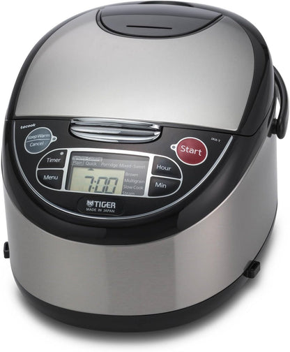 JAX-T10U-K 5.5-Cup (Uncooked) Micom Rice Cooker and Warmer with Tacook Food Steamer Cooking Tray Technology and 10 Auto-Cook Settings, Stainless Steel Black1