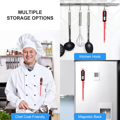 Digital Cooking Thermometer for Bread, 5-Inch Probe, Red | 2–3 Second Instant Read, IPX6 Waterproof, Backlit Display, ±2°F Accuracy, for Bread, Dough, Liquids, Water and Meat6