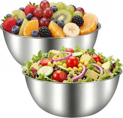 Stainless Steel Mixing Bowls Set of 2, 2.22 Qt with Measurement Marks, Dishwasher Safe, Stackable, for Baking, Salad, and Meal Prep1