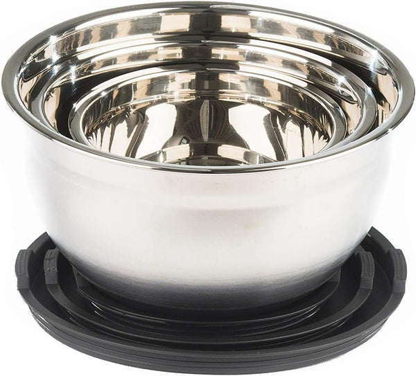 Stainless Steel Mixing Bowls with Lids and Non Slip Bases (Set of 5, Black)5